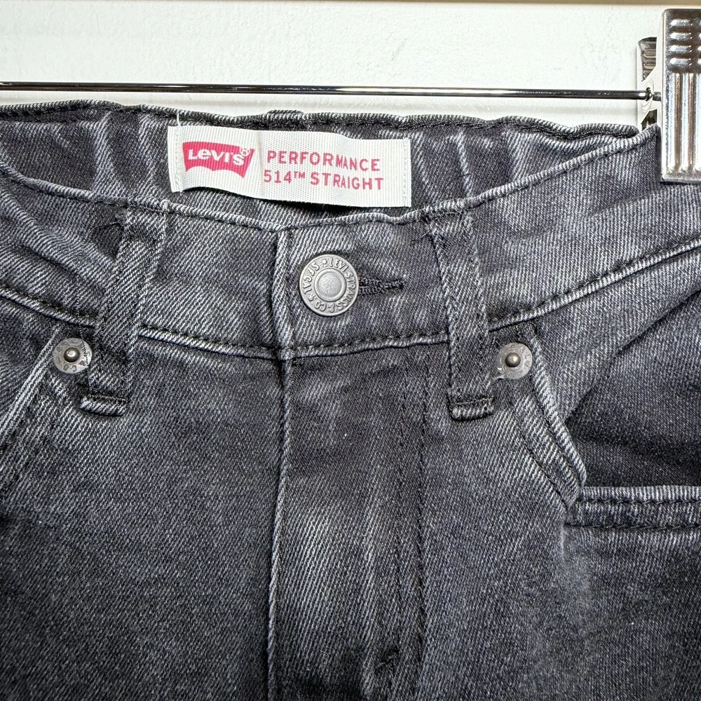Levis 514 Straight Fit Performance Jeans Boys Size 10 Reg Black Denim